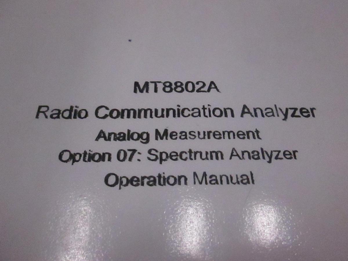 Used Anritsu MT8802A Radio Communication Analyzer Option 7 Operation Manual, Used