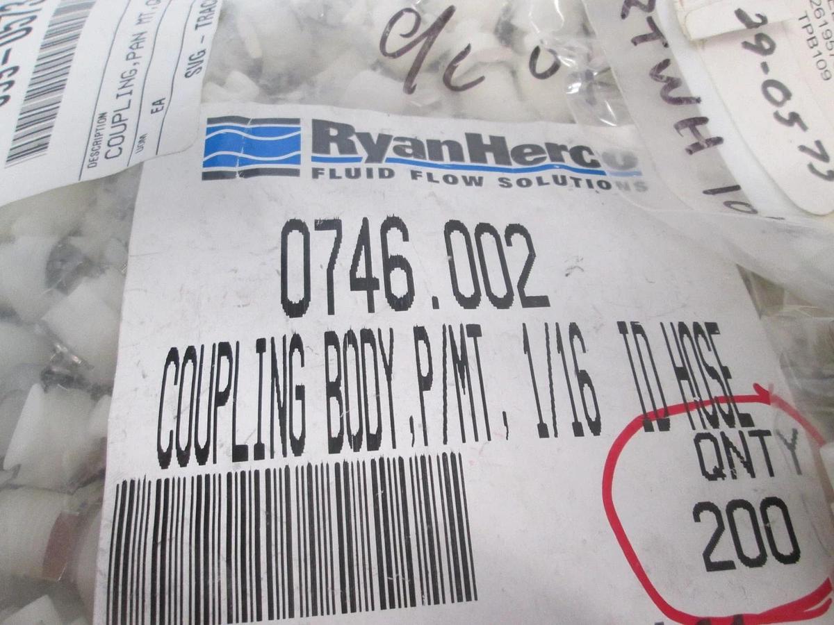 Ryan Herco, 0746.002, Coupling Body, P/MT 1/16 ID Hose, New, Lot of 227