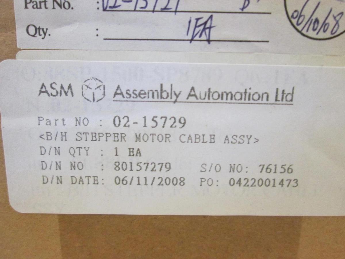 ASM, B/H Stepper Motor Cable Assy, 02-15729, New
