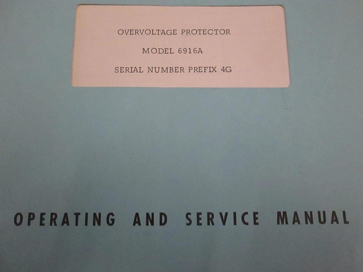Used HP Model 6916A Overvoltage Protector Operating and Service Manual, Used