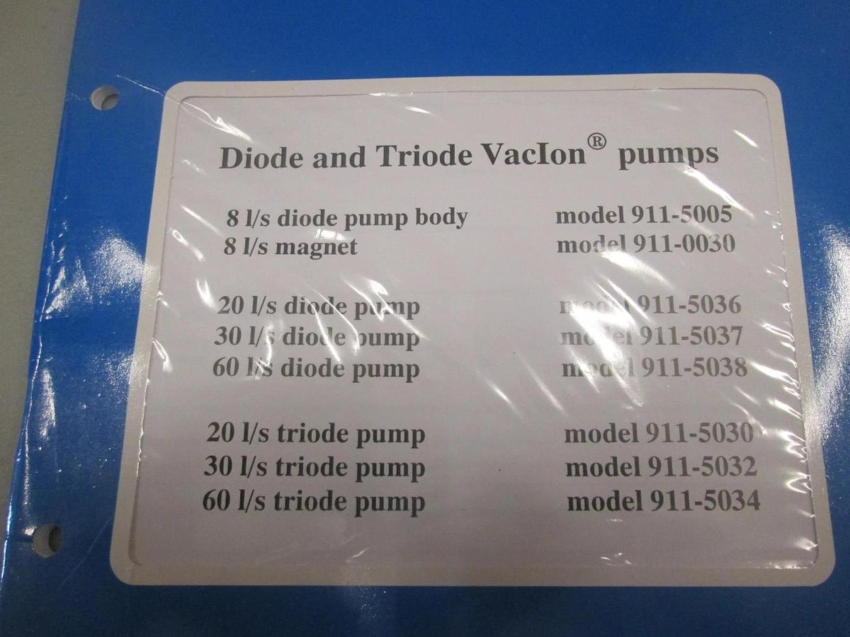 Used Varian, 87-900-003-001, Diode and Triode VacIon Pump Instruction Manual, Used