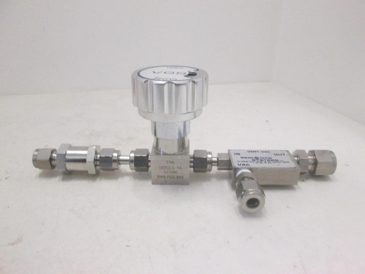 Used VGS, 316L Series 14, 521980, Manual Valve w/ Semi Gas Systems Vent-Vac, Used