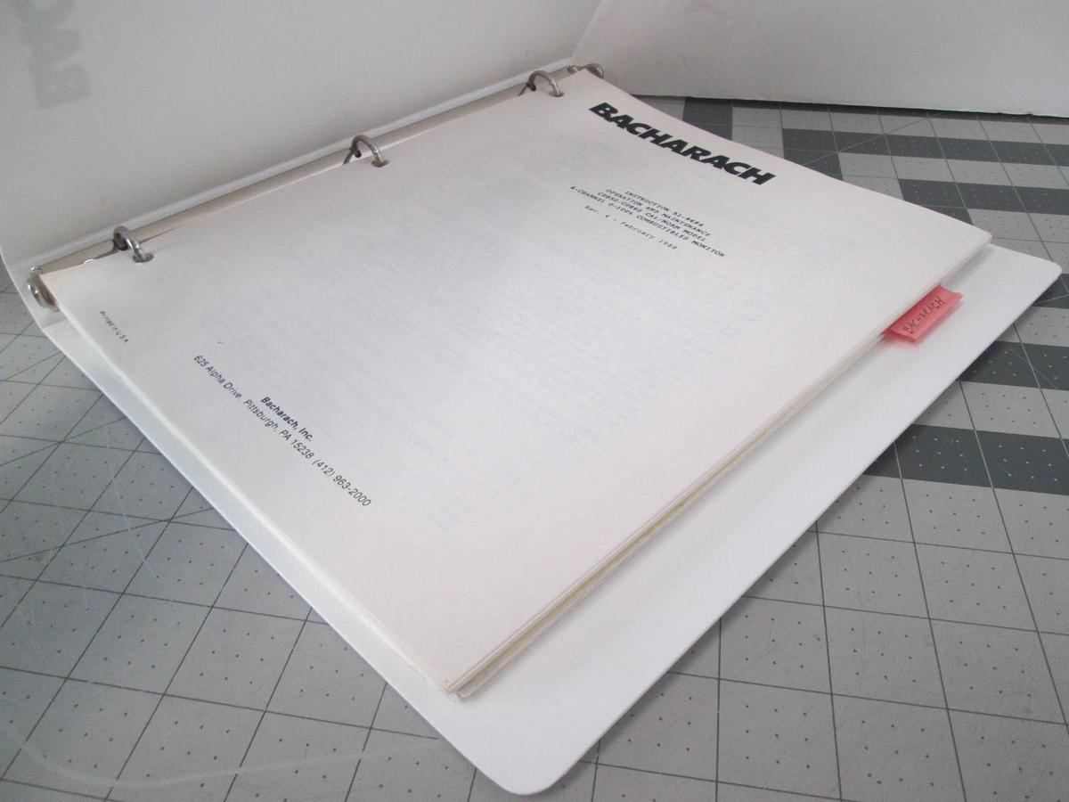 Used Bacharach, CD850/CD860 CAL/NORM Model, Operation and Maintenance Manual, Used