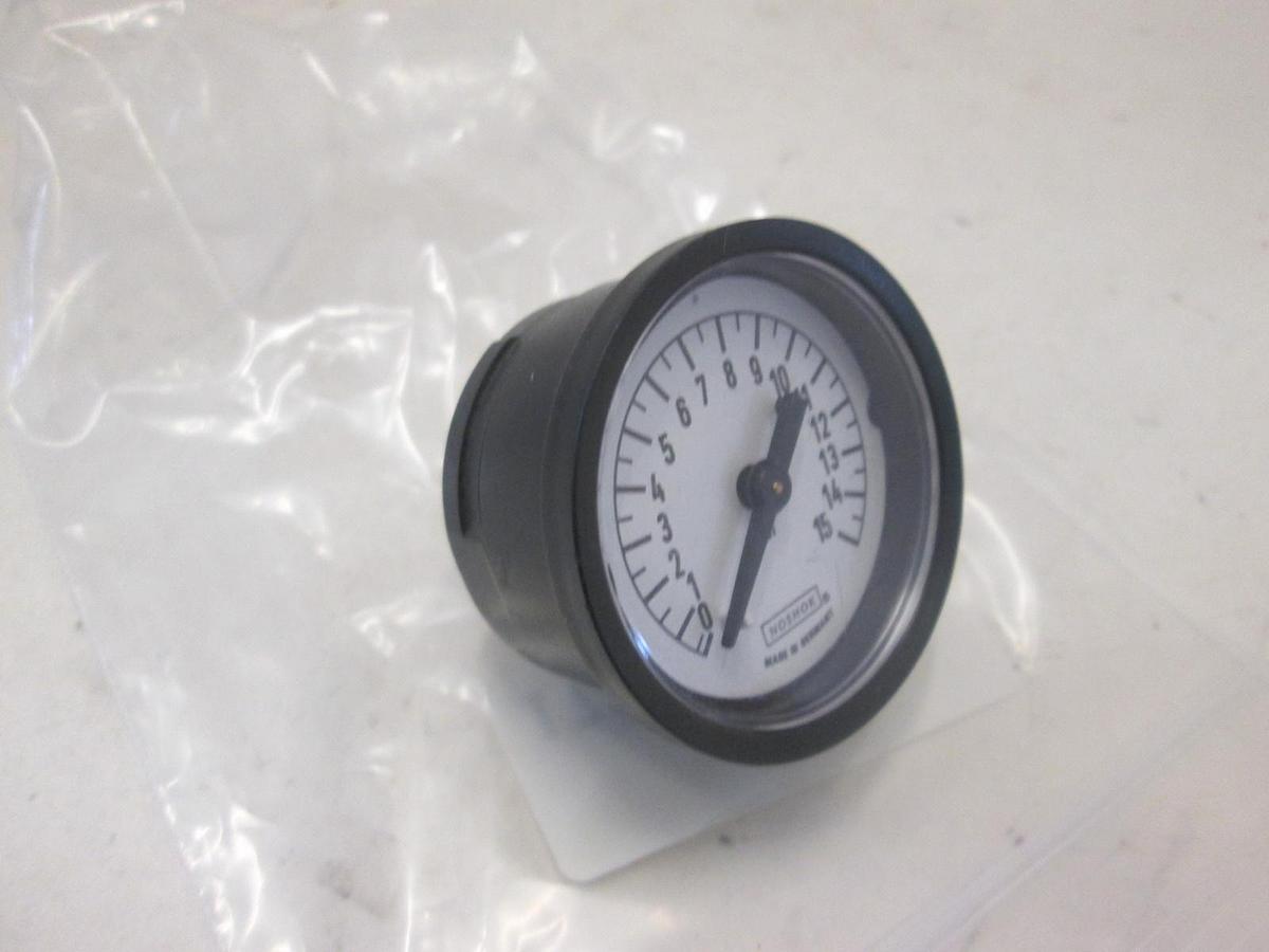 Used NOSHOK, 209-028, 0-15 PSI PRESSURE GAUGE, New
