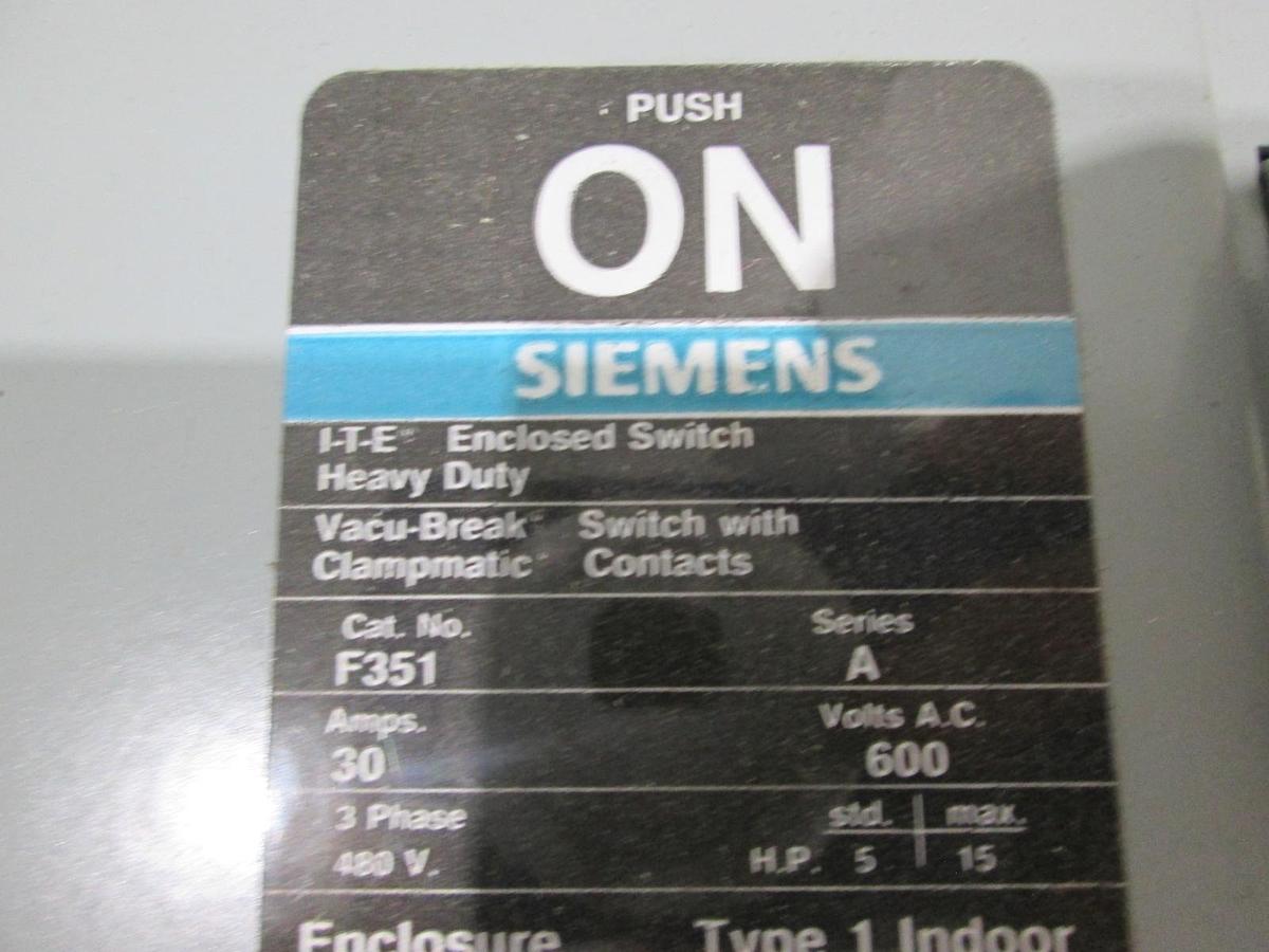 Used Siemens, I-T-E, F351, Enclosed Switch, Heavy Duty, 30A, 600V, Used