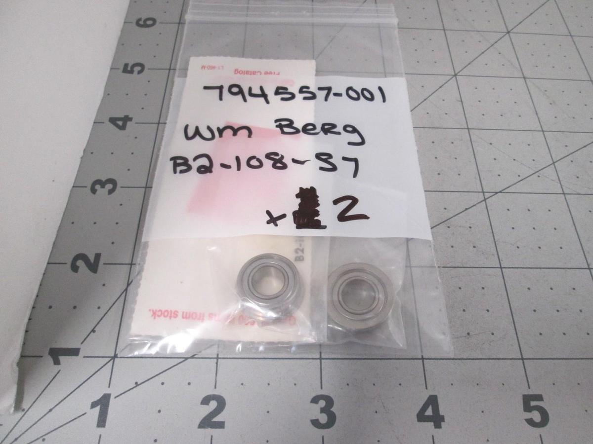 Used WM Berg, B2-1Q8-S7, Ball Bearing, 16mm OD 8mm ID, Single Row, New, Lot of 2