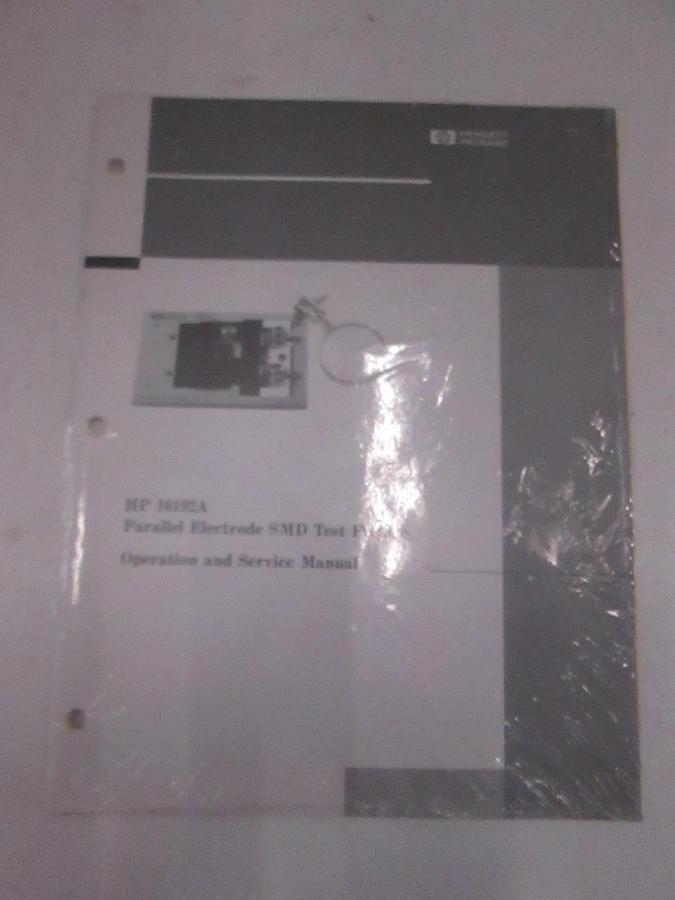 Used HP 16192A Parallel Electrode SMD Test Fixture Operation/ Service Manual, Used