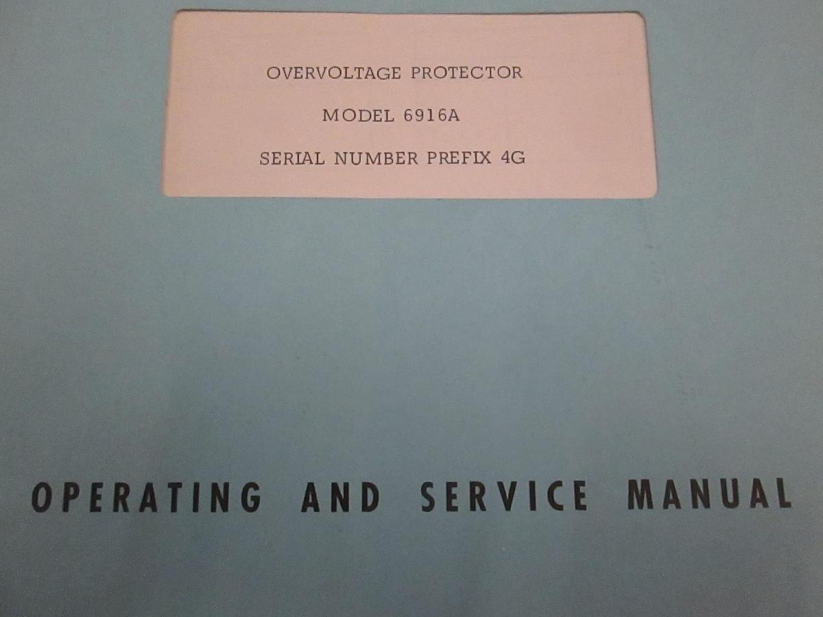 Used HP Model 6916A Overvoltage Protector Operating and Service Manual, Used
