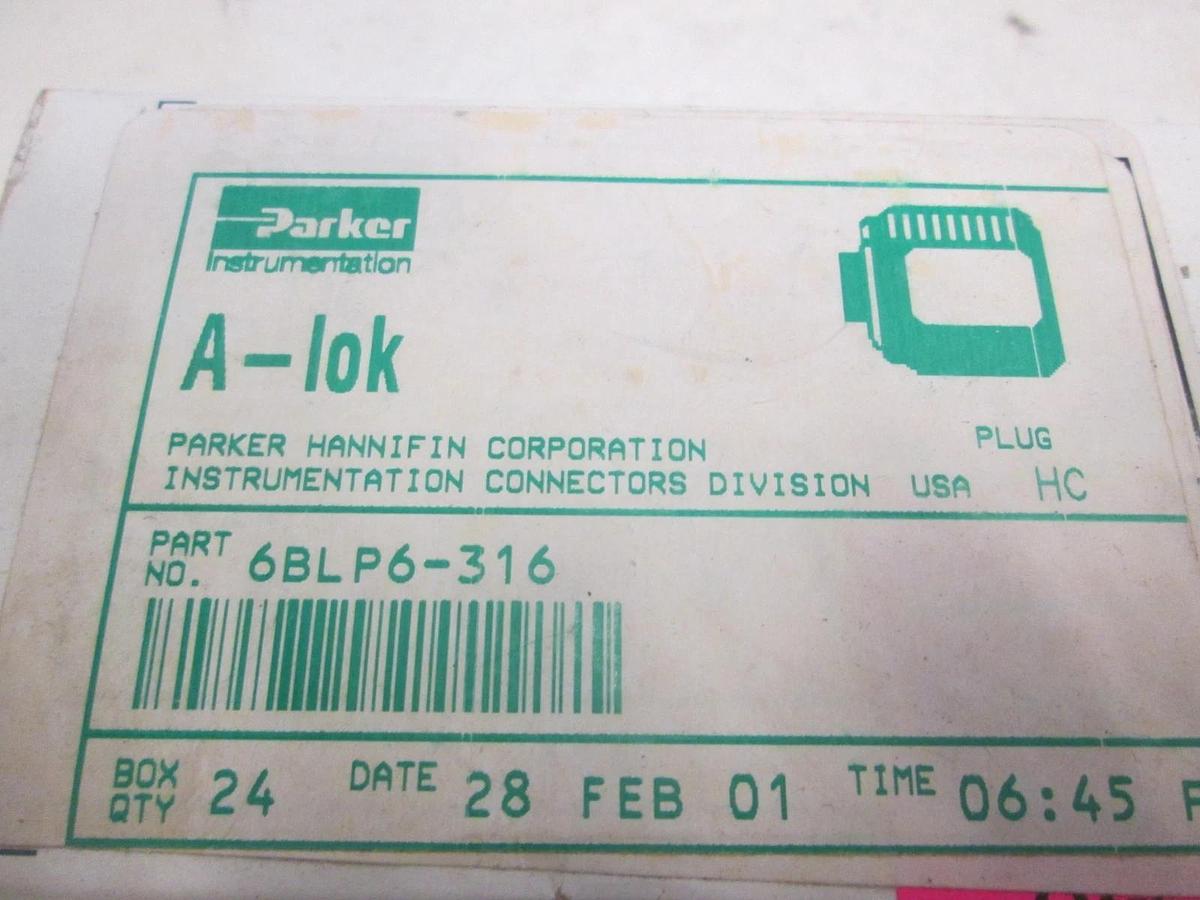 Parker, 6BLP6-316, A-Lok Plug, Box of 20, New