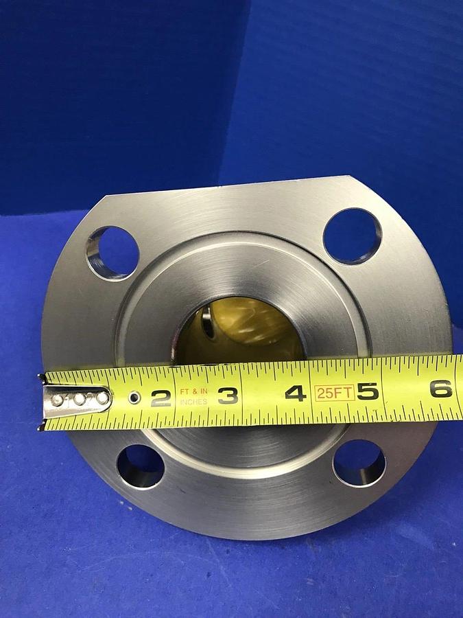 Used Stainless Steel Vacuum Pipe NW50 to 6"/5.5" Plate Flange w/ NW25 Port, Used