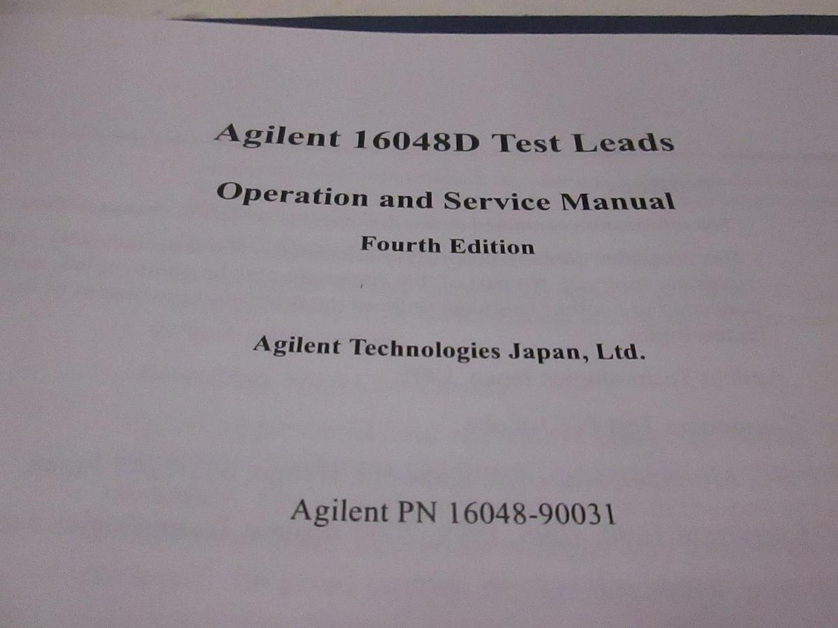Used Agilent 16048D Test Leads, Operation and Service Manual, Used