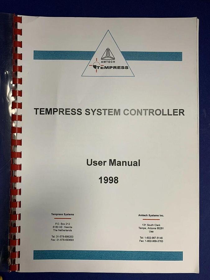 Used Tempress System Controller User Manual 1998, Used