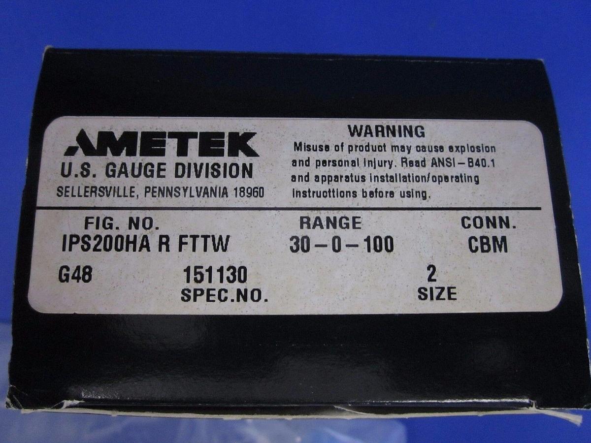 Used Ametek IPS200HA 30-0-100 Cleanroom Gauge ansd Switch, 1/4" MVCR Center Mount