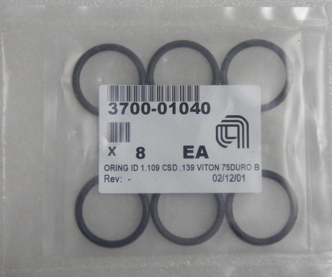 Used AMAT, Black O-Ring, 3700-01040, 1.109 CSD .139 Viton 75 Duro Blk, Lot of 8, NIP