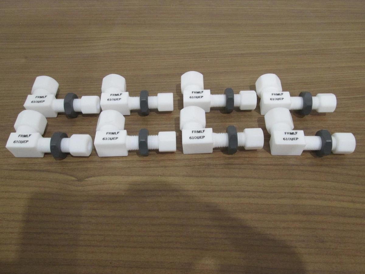 Teflon Fitting FRMLF-610UEP, Female Elbow Reducer 6mmX10mm, Longflare, Lot of 8