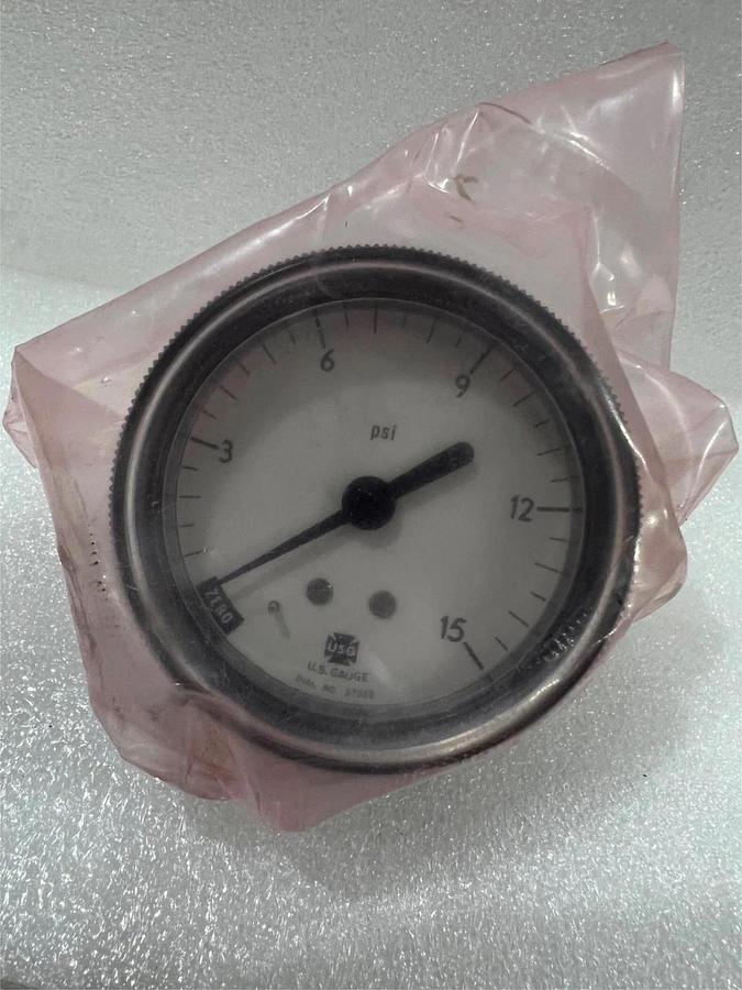 Used USG Pressure Gauge, No: 37325, 0-15 psi, New