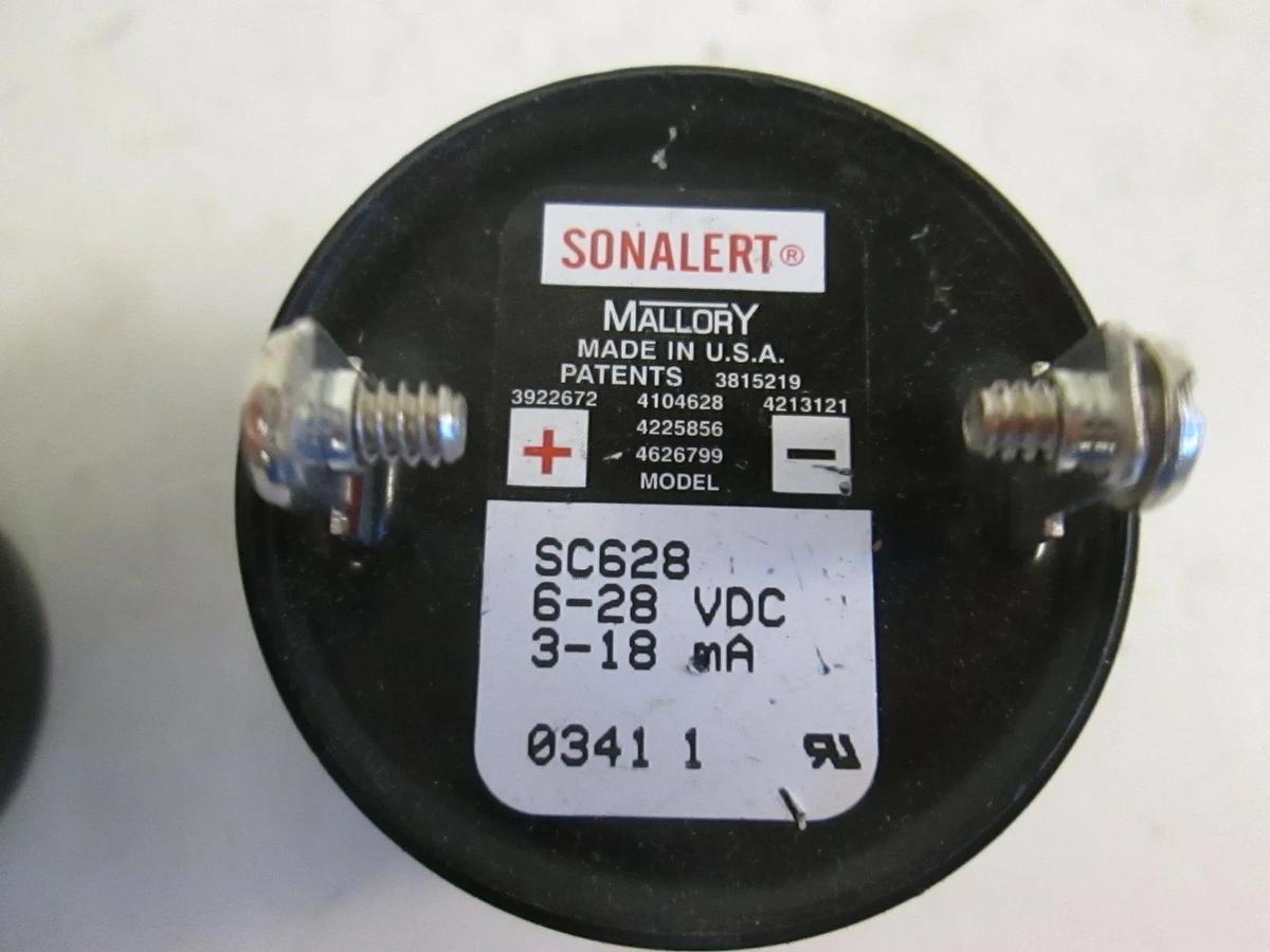 Used Mallory Sonalert SC628 Alarm Buzzer, 6-28 VDC Used, Lot of 2