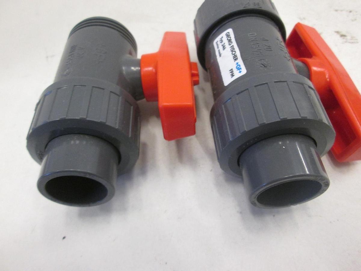 Used George Fischer, Type 346, DN 15 1/2", 2 Way Ball Valve, Used, Lot of 2