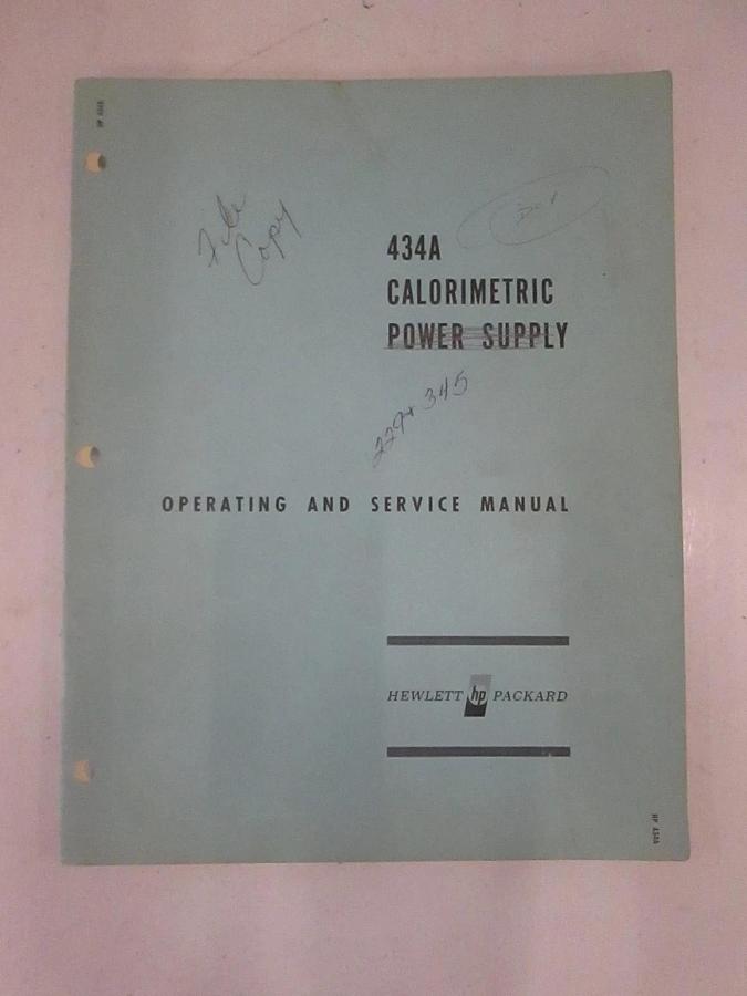 Used HP 434A Calorimetric Power Meter Operating and Service Manual, Used