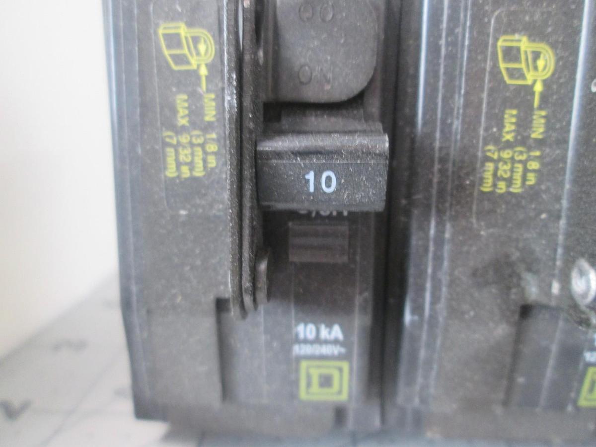 Used Square D, 2 Pole, Circuit Breaker, 10A, 120/240V, Used, Lot of 7