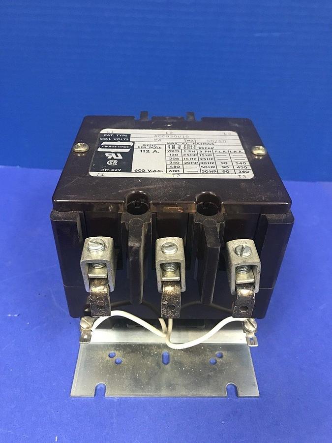 Used CROUSE-HINDS ACC930U10 Contactor, 600 VAC, 112A, 3P, Used