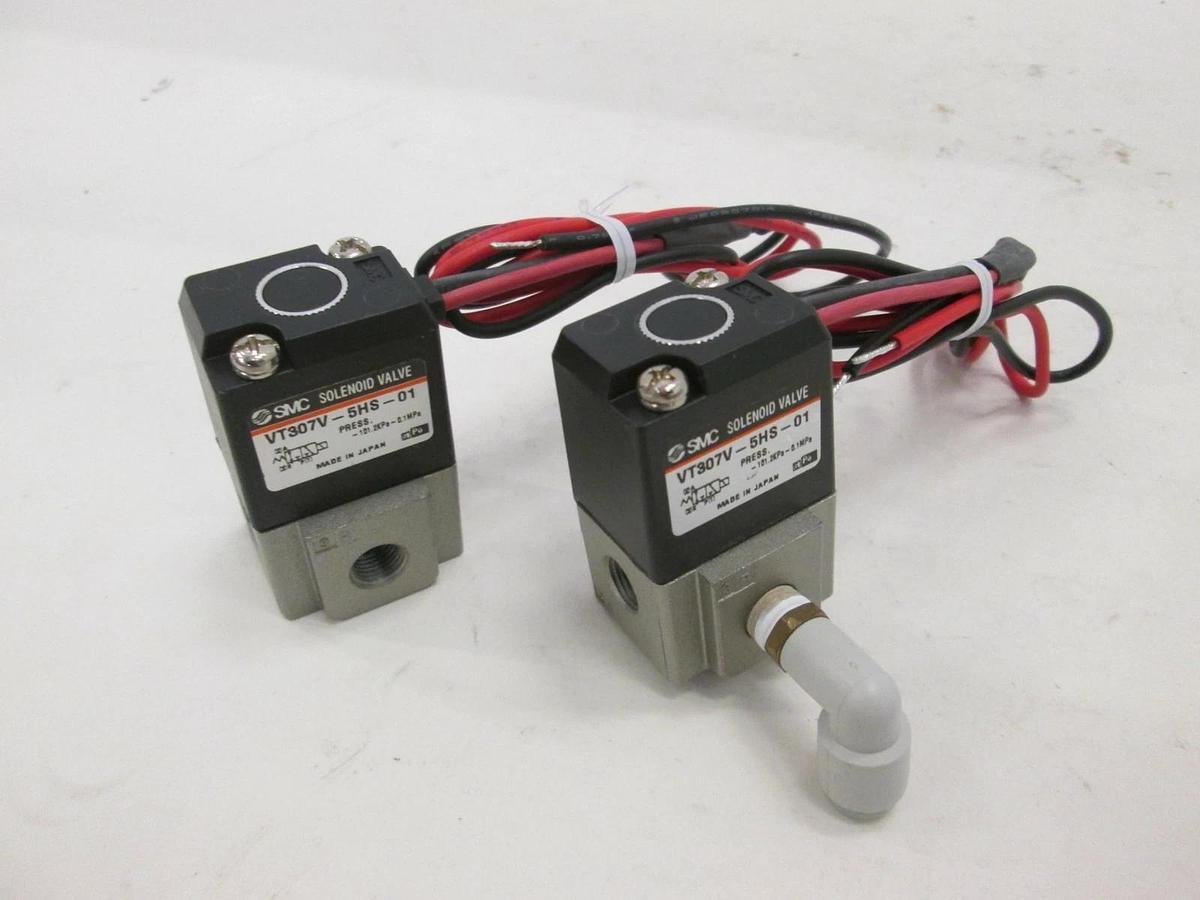 Used SMC, VT307-V-5HS-01, Solenoid Valve, Used, Lot of 2