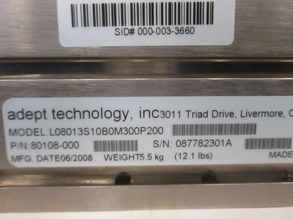 Used Adept Technology, Linear Motion Servo Actuator, L08013S10B0M300P200, Used