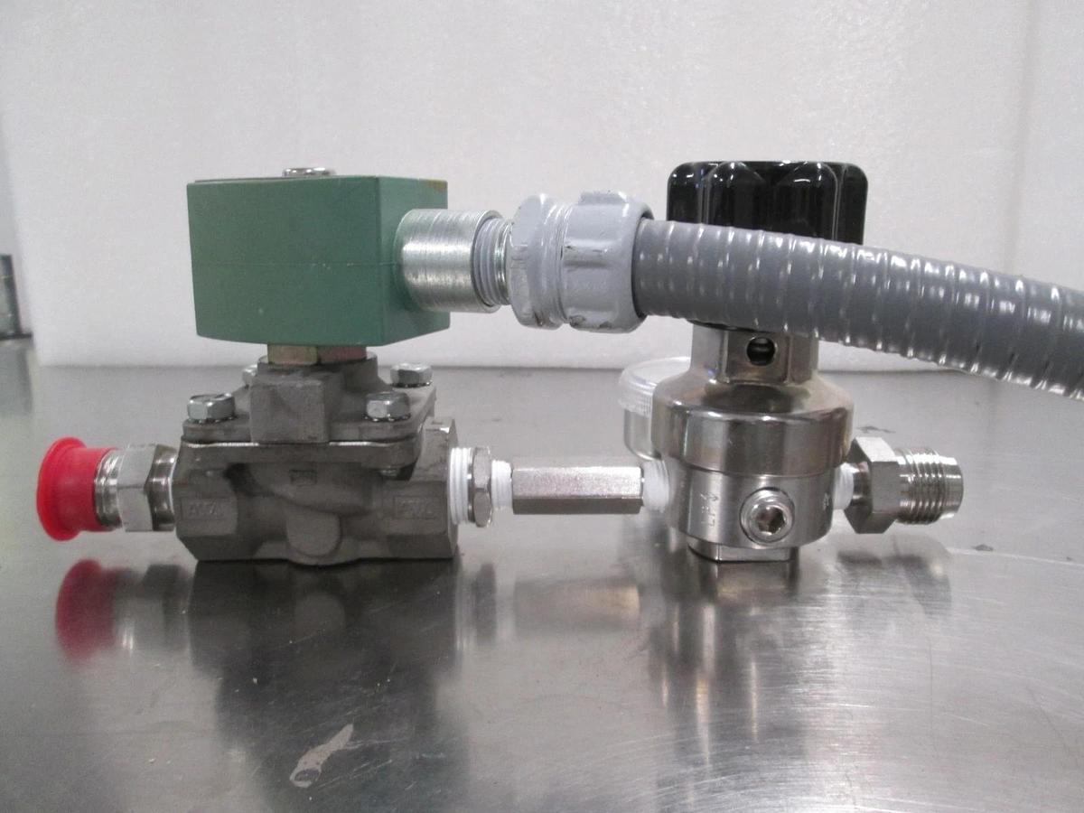 Used Veriflo Gas Regulator Assy, IR401S-4PB-V1-4, w/ 30-0-100 PSI Gauge, Used