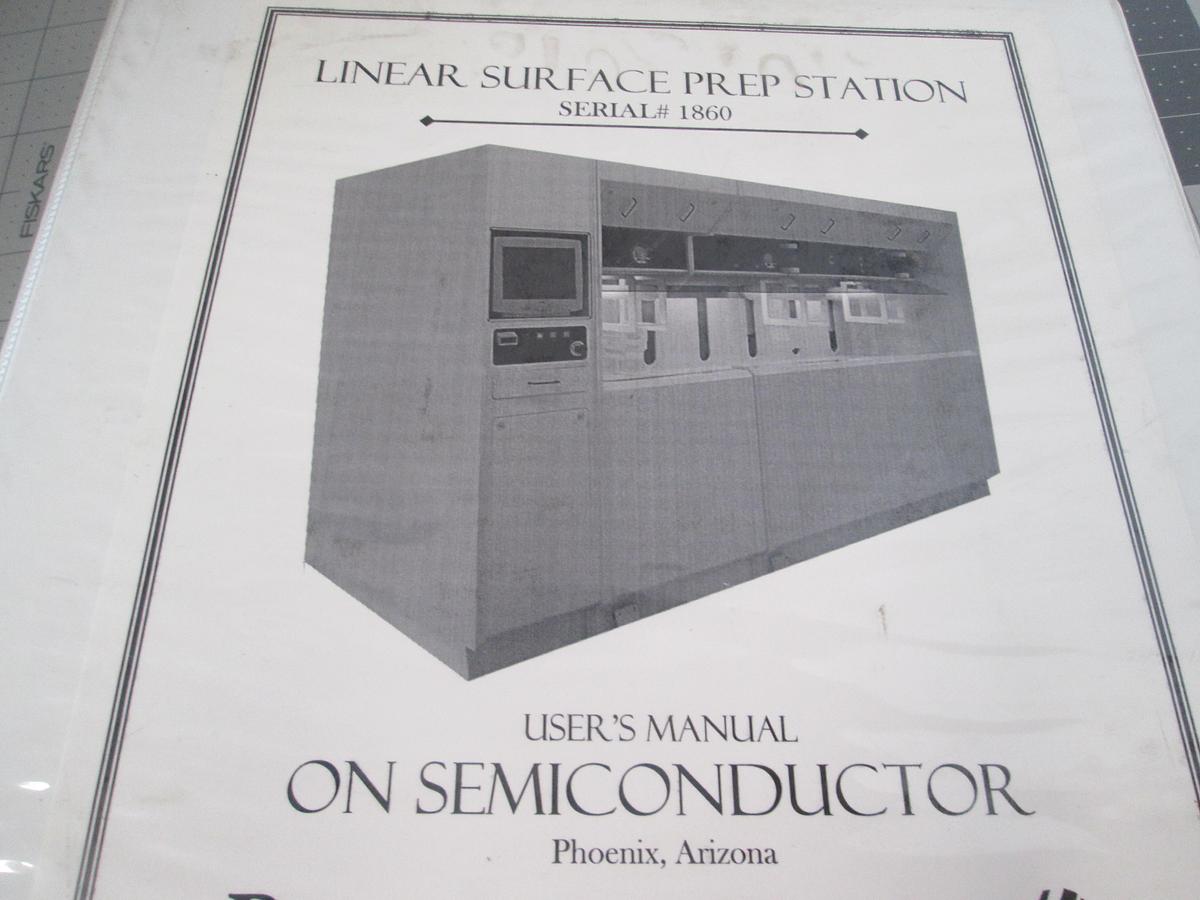 Used Bold Technologies, 1860, Linear Surface Prep Station, User Manual, Used
