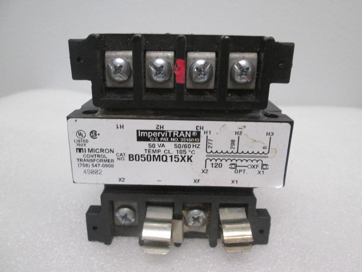 Used ImperviTRAN, B050MQ15XK, Micron Control Transformer, 50VA, 50/60Hz, Used