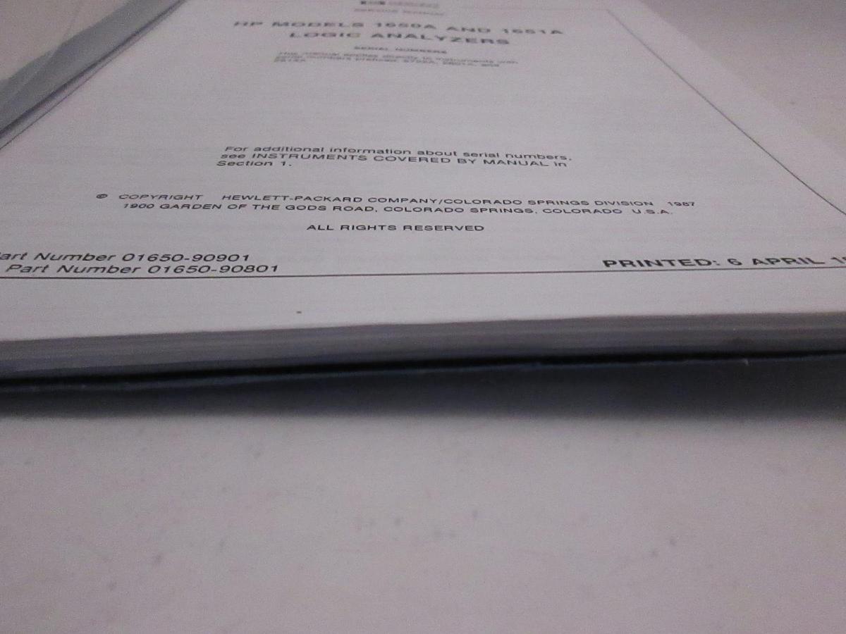 Used HP 1650A and 1651A Logic Analyzers Service Manual, Used