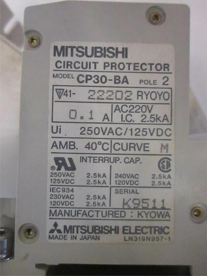 Used Mitsubishi, Circuit Protector, CP30-BA, Used, Lot of 2