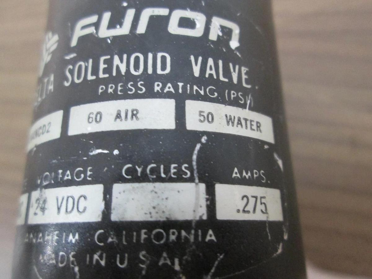 Used Furon, DV2-144NCD2, Delta Solenoid Valve, 1/4 Orifice, 24 VDC, .275A, Used