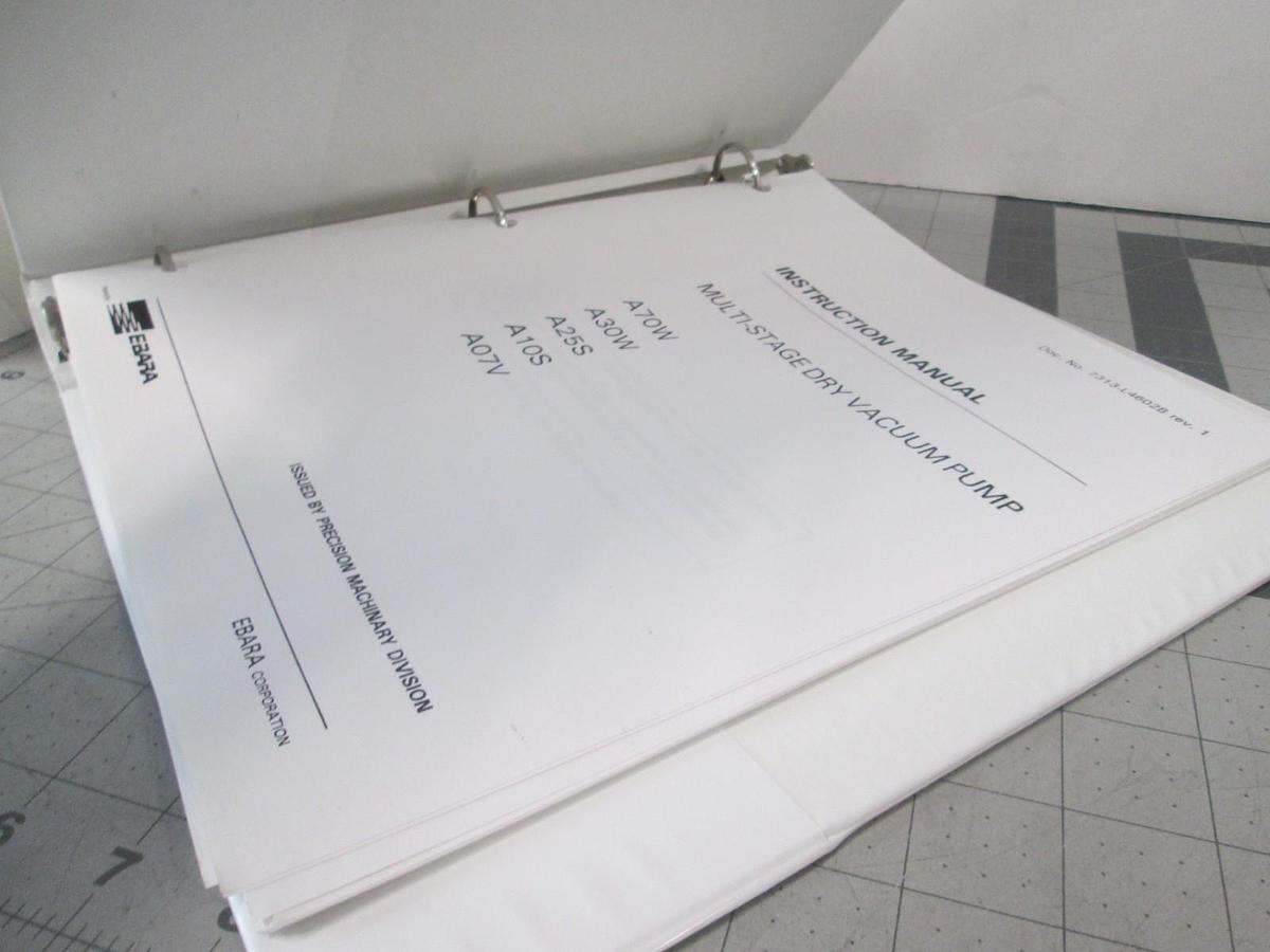 Used Ebara, Dry Pump Model A07V, Installation, Operation and Maintenance Manual, Used