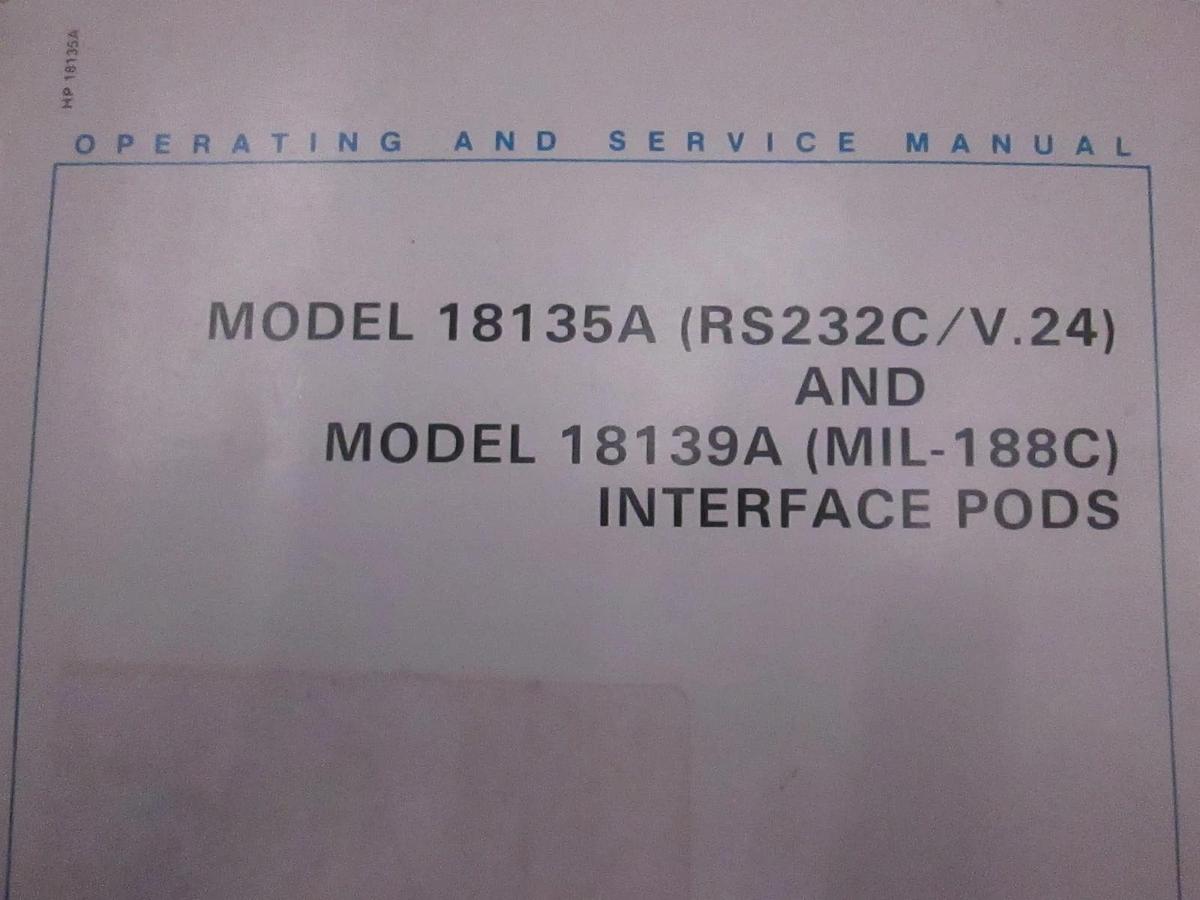 Used HP 18135A and 18139A Interface Pods Operator and Service Manual, Used