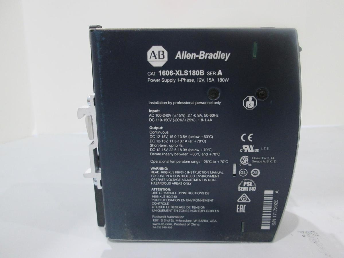 Allen-Bradley, 1606-XLS180B, Power Supply, 12V, 15A, 1-Phase, 180W, New