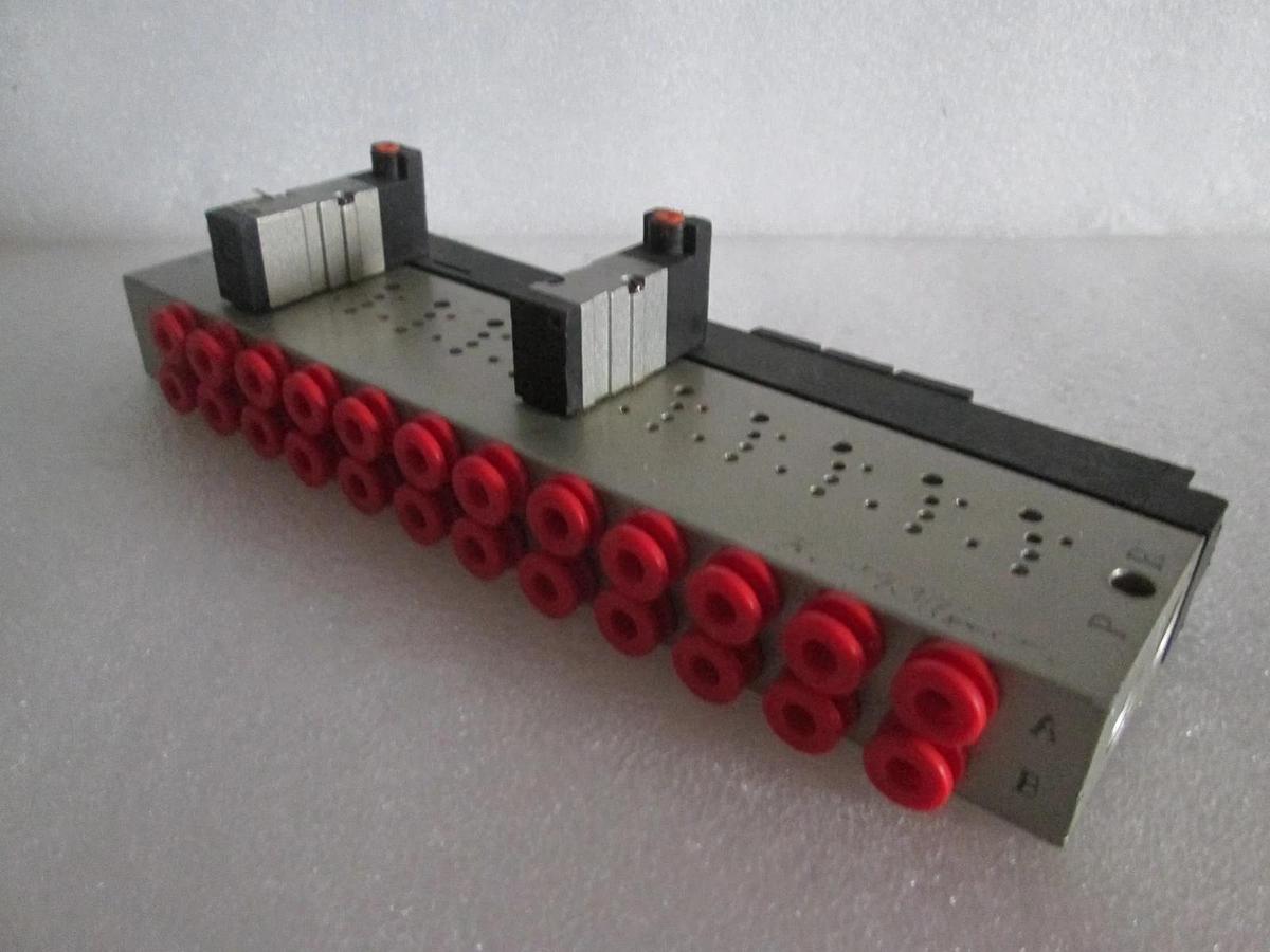 Used SMC, 12 Position Manifold Block Valve Assy w/ 2 NVJ3133Y Valves, Used