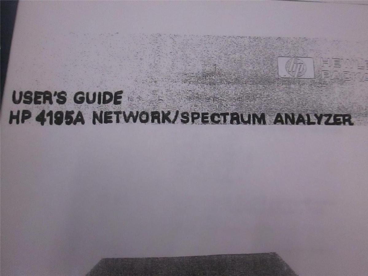 Used HP 4195A Network/Spectrum Analyzer User's Guide, Used