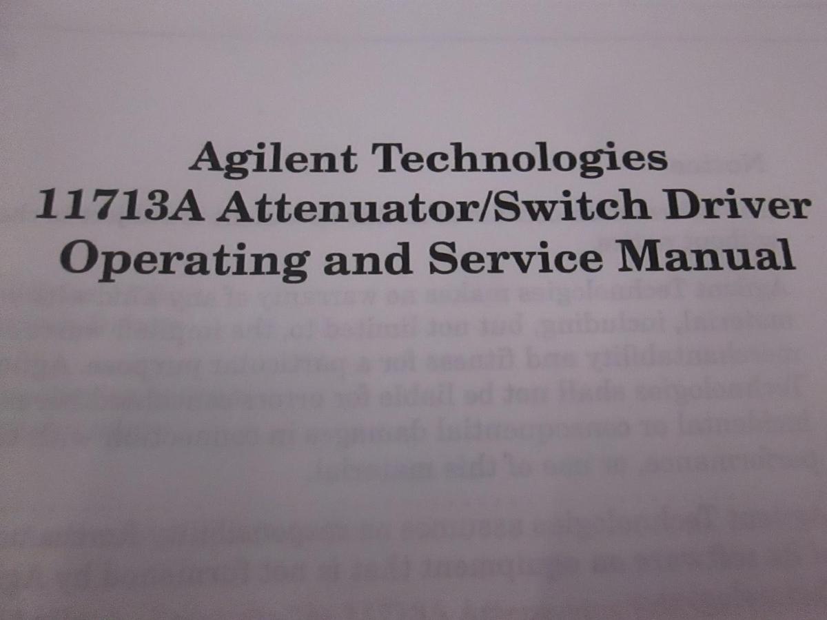 Used Agilent 11713A Attenuator/Switch Driver Operating and Service Manual, Used