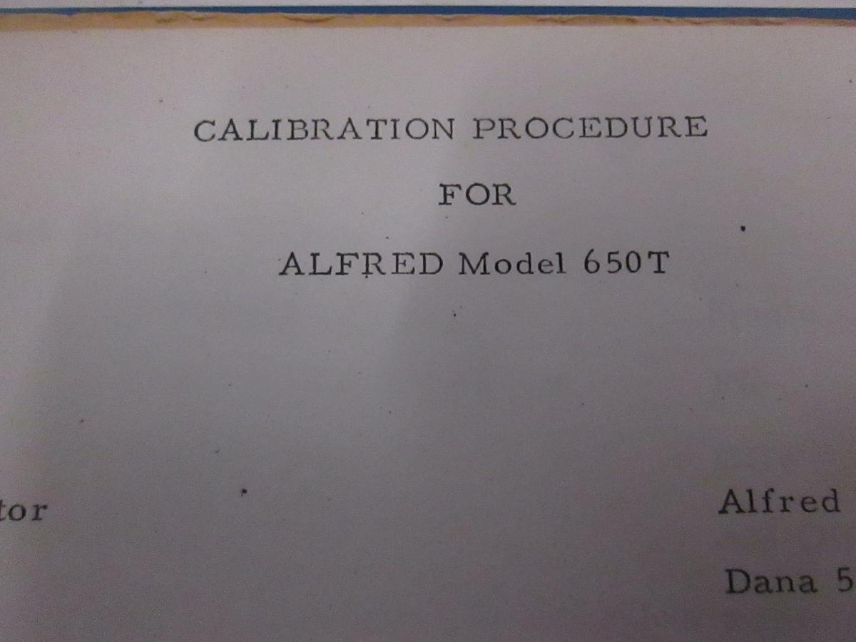 Used Alfred Model 650T Calibration Procedure, Used