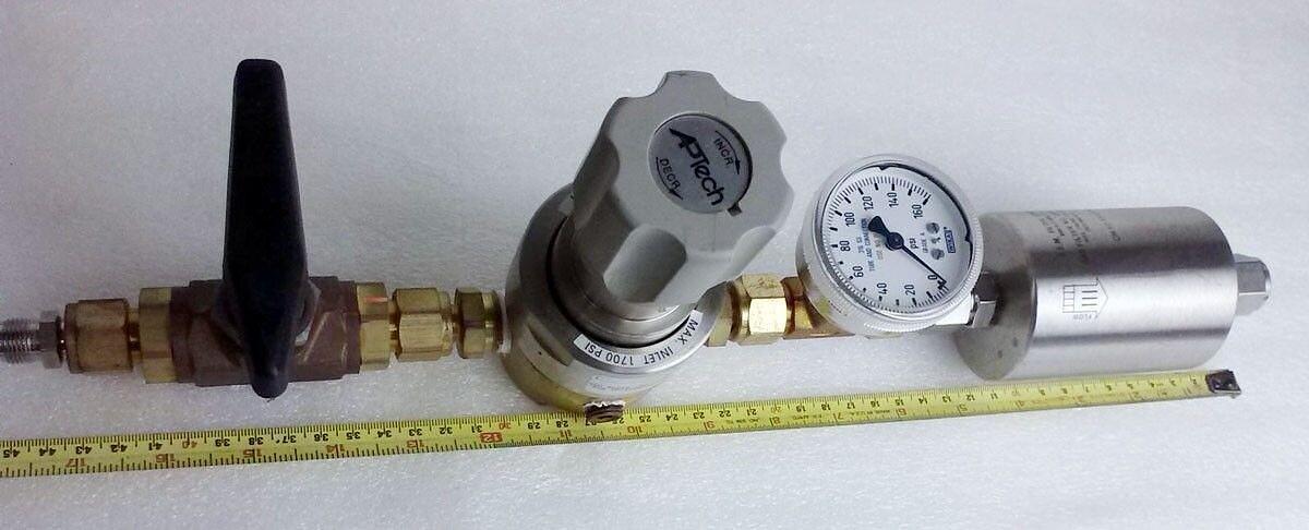 Used APTech Regulator,Parker Valve,Wika Gauge,T.E.M. Gas Filter, Gas Stick Assy, cda