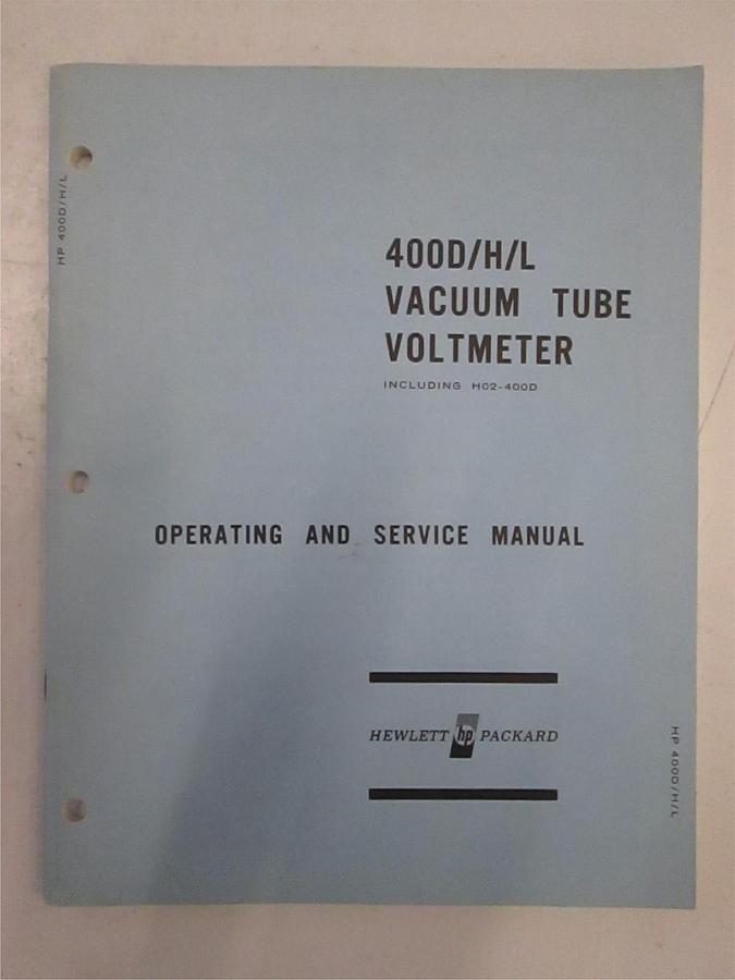 Used HP 400D/H/L Vacuum Tube Voltmeter Operating and Service Manual, Used