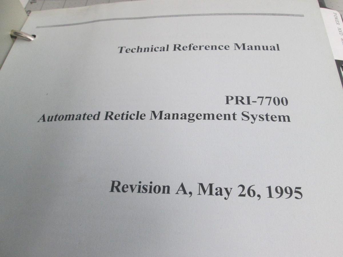 Used PRI Automation, PRI-7700 Technical Reference Manual REV A, Used