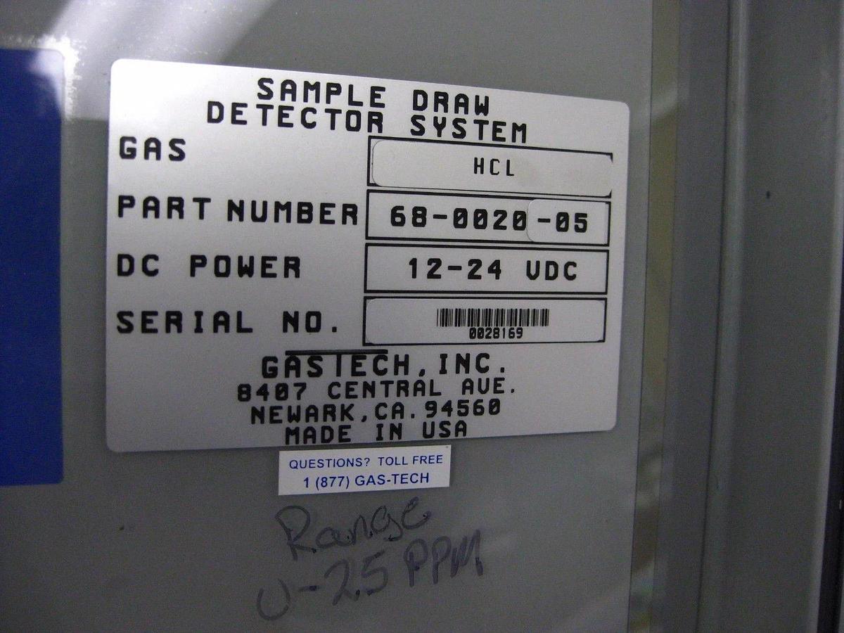 Used Gastech 68-0020-05 Sample Draw Gas Detector System for HCL, Used