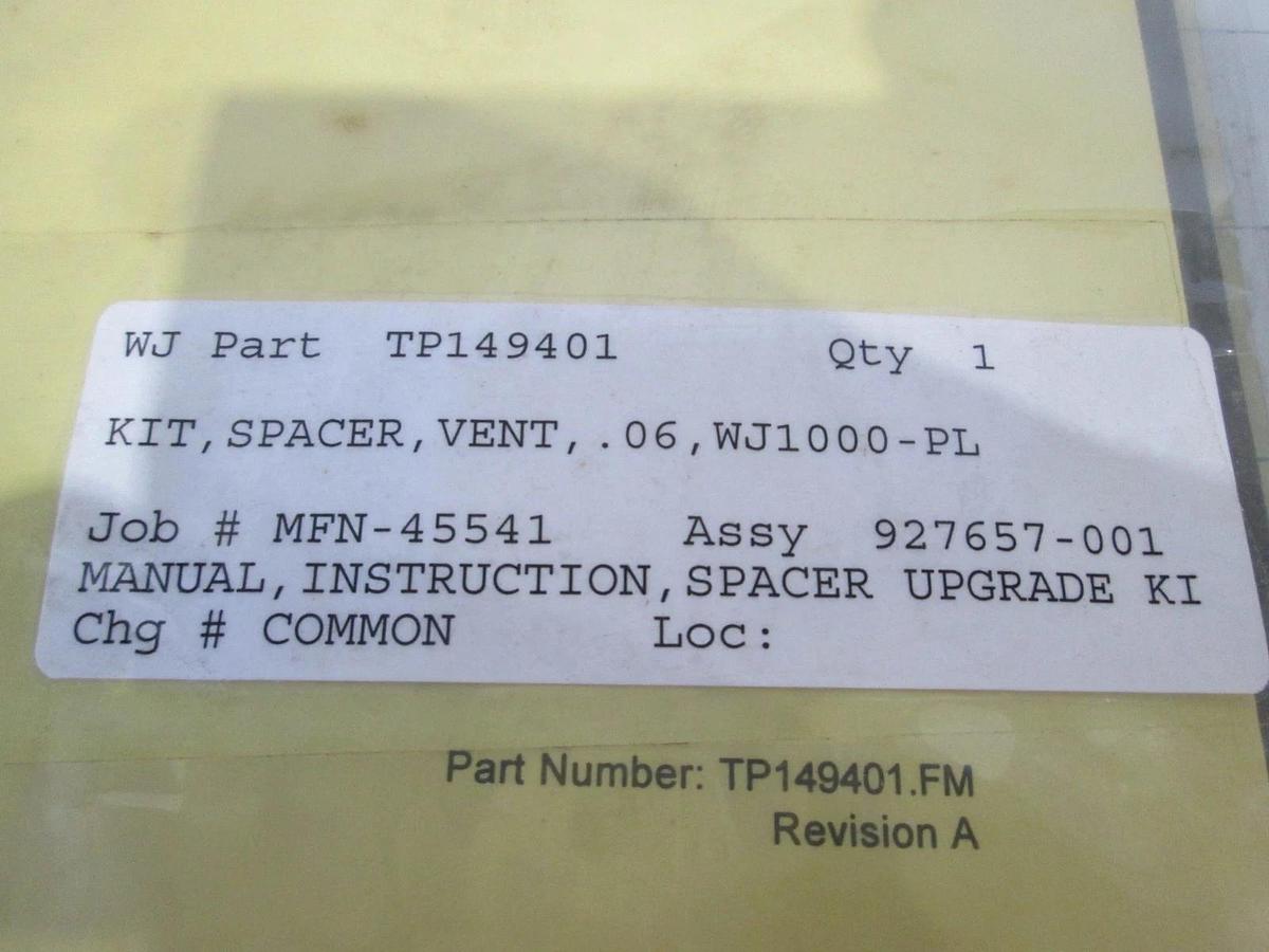 Watkins Johnson, 927657-001, WJ1000 APCVD Vent Spacer Kit, New