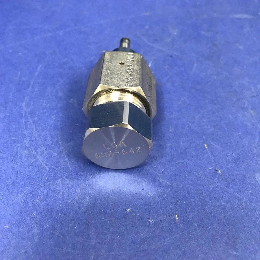 Used CGA 636 Cylinder Inlet Connection w/ CGA 632-642 Nut, Used