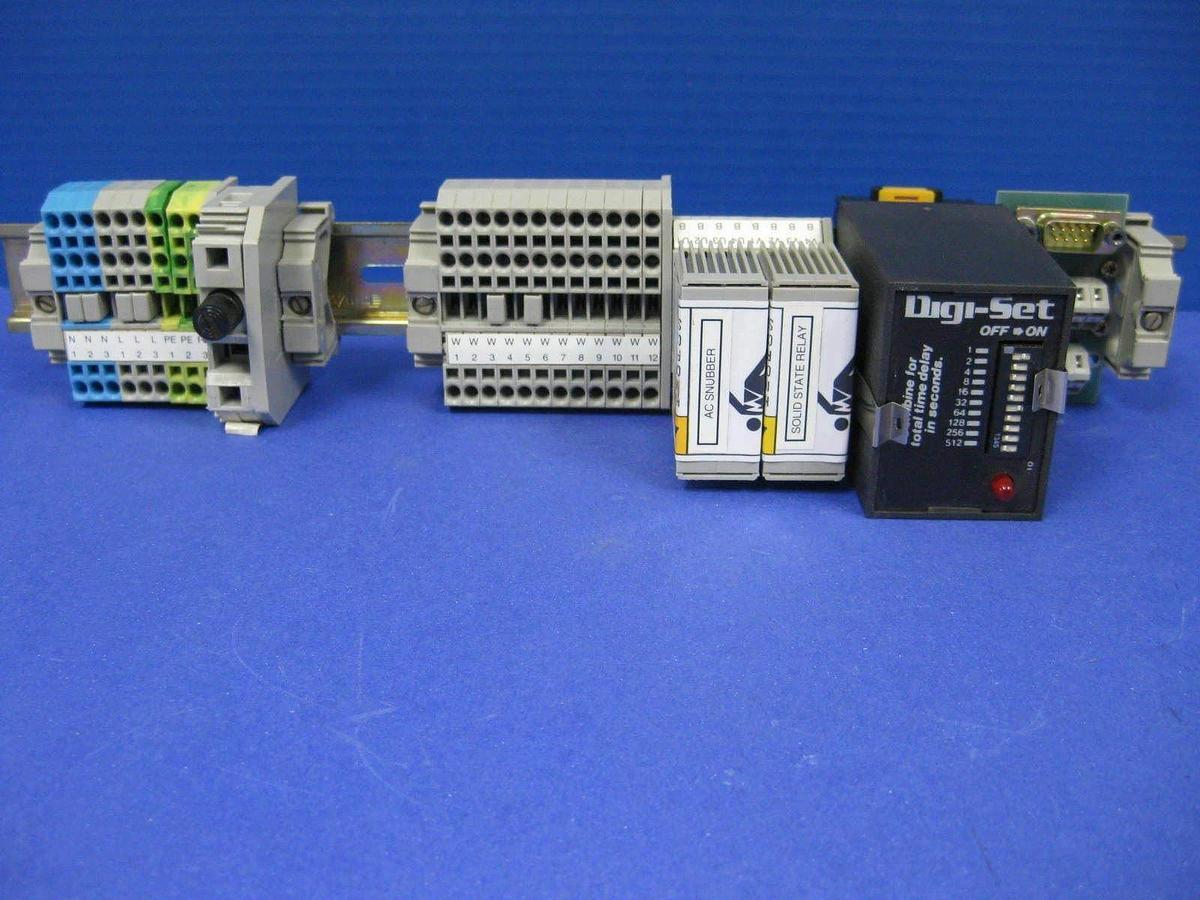 Used Wago Terminal Block Assy w/ SSAC Digi-Set TDML120AL Time Delay Relay, Rail Mount