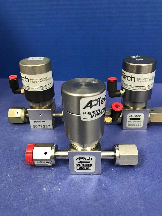 Used Aptech AP3550S 2PW FV4 FV4 CB 009 Bellows Sealed Valve 1/4" FVCR, Lot of 3