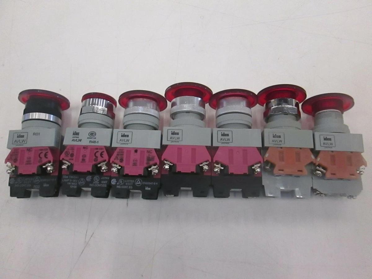 Used Idec, Red Pushbutton Switch, AVLW, Used, Lot of 7