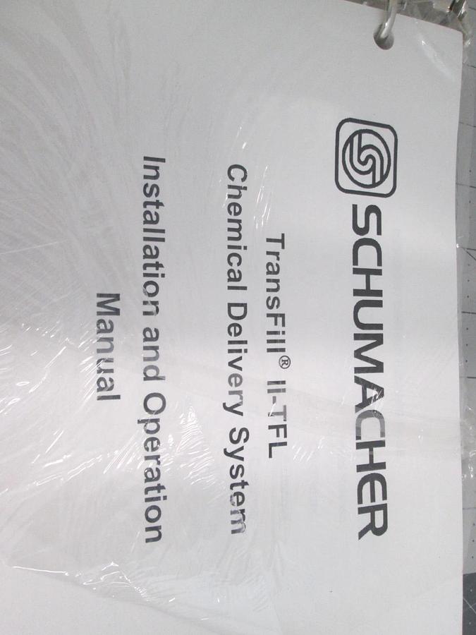 Used Schumacher, TransFill II-TFL, Chemical System Installation and Operation Manual